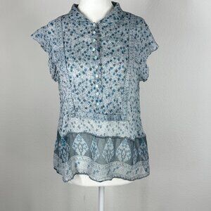 See By Chloe Silk Floral Blouse Size 10  Buttons Semi Sheer Feminine